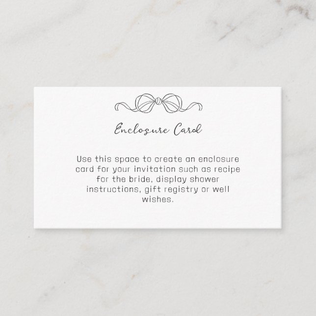Simple Hand Drawn Bow Enclosure Card (Front)
