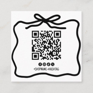 Simple Hand Drawn Bow Logo Social Media QR Code Square Business Card