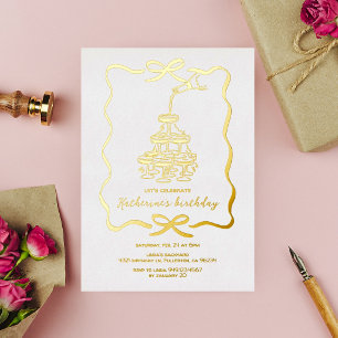 Simple Hand Drawn Champagne Tower Birthday Party