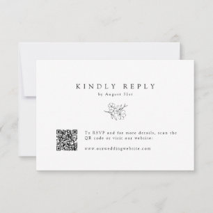 Simple Hand-Drawn Cherry Blossom QR Code Wedding  RSVP Card