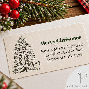 Simple Hand Drawn Christmas Tree Return Address Label