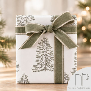 Simple Hand-drawn Christmas Tree with Star Wrapping Paper