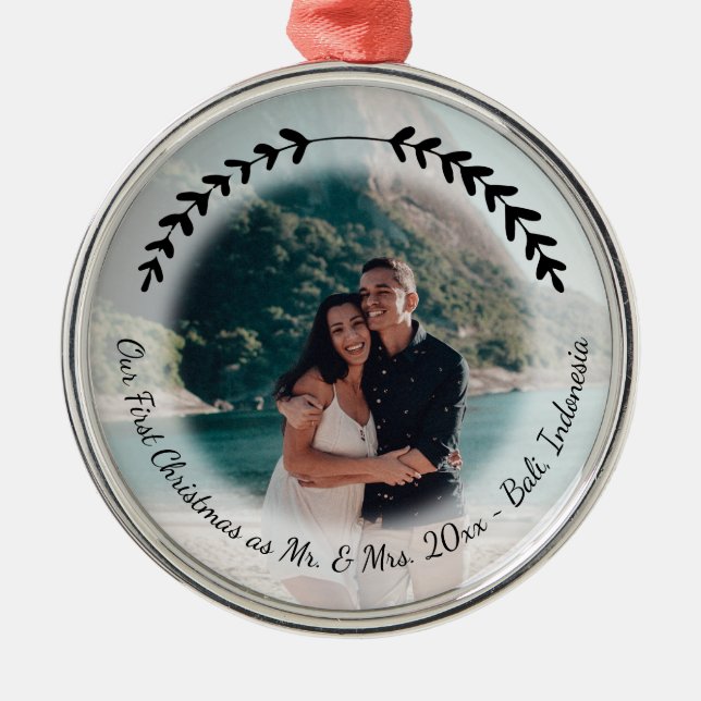Simple Hand-drawn Design Travel Honeymoon Photo Metal Tree Decoration (Front)
