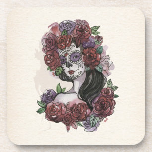 Simple Hand-drawn Dia de los Muertos Coaster