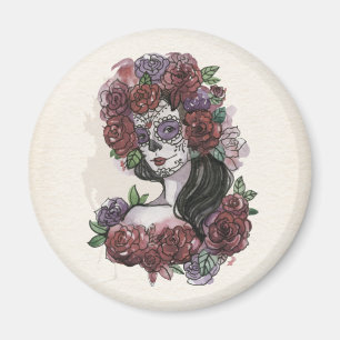 Simple Hand-drawn Dia de los Muertos   Magnet
