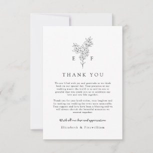 Simple Hand Drawn Elegant Cherry Blossom Wedding Thank You Card