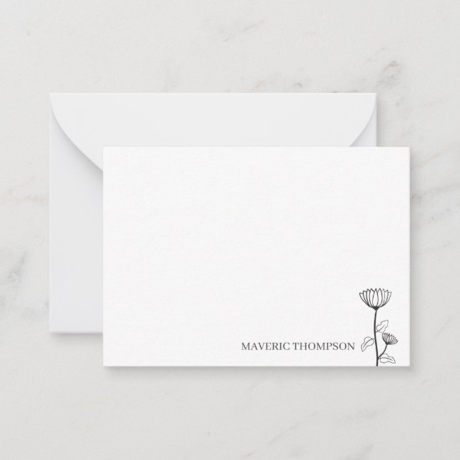 Simple Hand Drawn Flower  Card (Front)