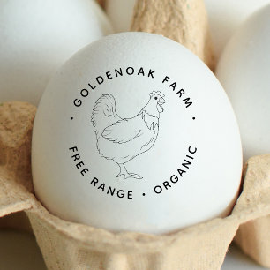 Simple Hand Drawn Personalised Chicken Egg Farm Rubber Stamp