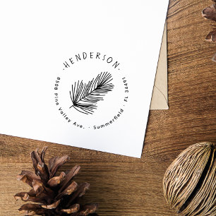 Simple Hand-drawn Pine Rustic Return Address Rubber Stamp