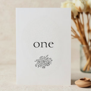 Simple Hand Drawn Vase Floral Wedding Table Number