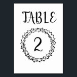 Simple hand drawn wreath wedding table number card<br><div class="desc">Simple hand drawn wreath wedding table number card. Custom table signs for party seating and more. Beautiful table decor for cosy wedding reception. Help quest find their table and seats quickly. Trendy table decor and decorations. Hand lettered typography template with round floral wreath. Also great for summer outdoor weddings.</div>
