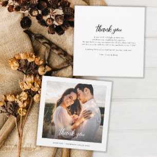 Simple Hand Lettered Photo Wedding Thank you Card
