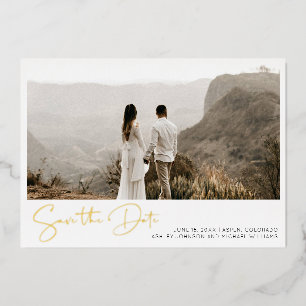 Simple Hand Lettered Script 3 Photo Save the Date