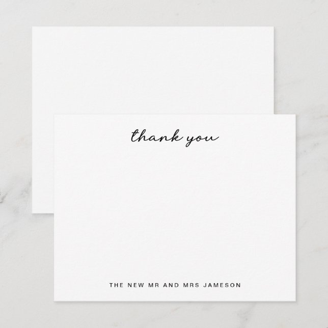 Simple Hand Lettered Wedding Thank You  Card (Front/Back)