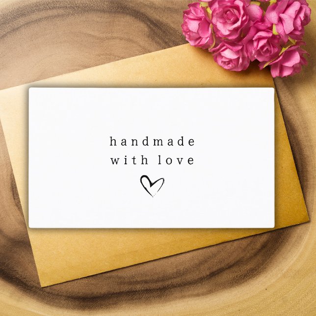 Simple Handmade with Love Heart | Black and White Business Card (Creator Uploaded)