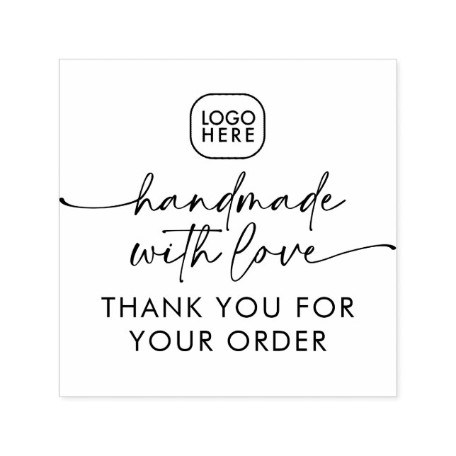 Simple Handmade with Love Modern Business Logo Self-inking Stamp (Design)