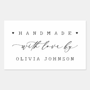 Simple Handmade with Love Script Business  Rectangular Sticker