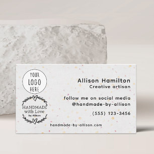 Simple Handmade With Love Wreath Artisan Business Card