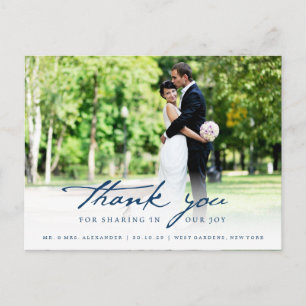 Simple Handwrite Script Classy Wedding Thank You Postcard