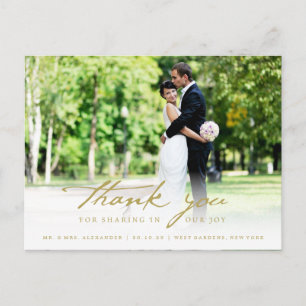Simple Handwrite Script Classy Wedding Thank You Postcard