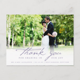 Simple Handwrite Script Classy Wedding Thank You Postcard