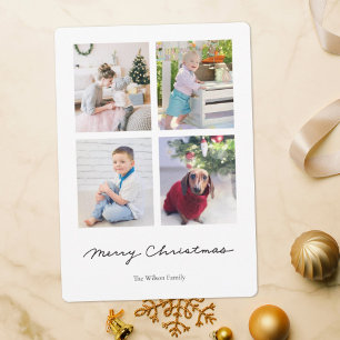 Simple Handwriting Merry Christmas Multi Photo Holiday Card
