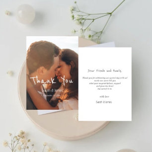 Simple Handwriting Photo Wedding Thank You Card
