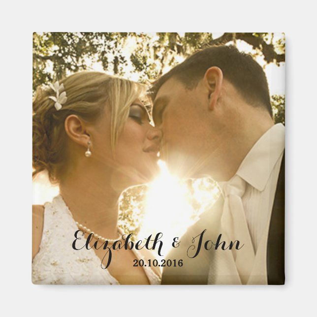 Simple Handwriting Wedding Photo Magnet (Front)