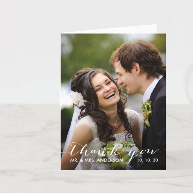 Simple Handwriting | Wedding Photo Thank You Card (Creator Uploaded)
