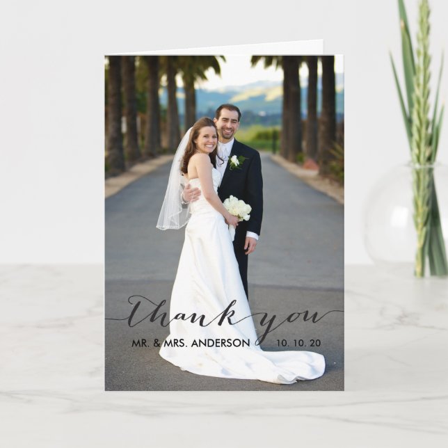 Simple Handwriting Wedding Thank You Card (Front)