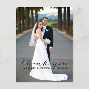 Simple Handwriting Wedding Thank You Postcard