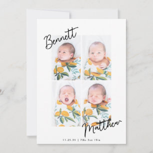 Simple Handwritten Baby Photo Collage Thank You Card