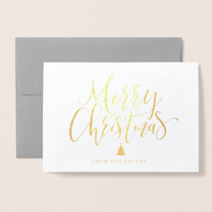 Simple handwritten calligraphy Christmas greeting Foil Card