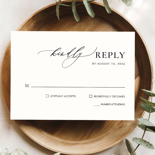 Simple Handwritten Calligraphy Wedding RSVP Card (Creator Uploaded)