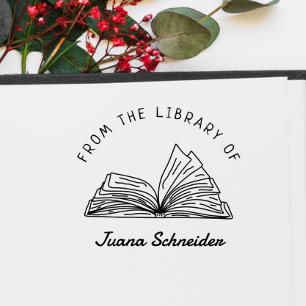 Simple Handwritten Custom Name Library Book Self-inking Stamp