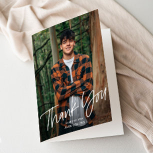 Simple Handwritten Modern Photo Graduation Thank You Card