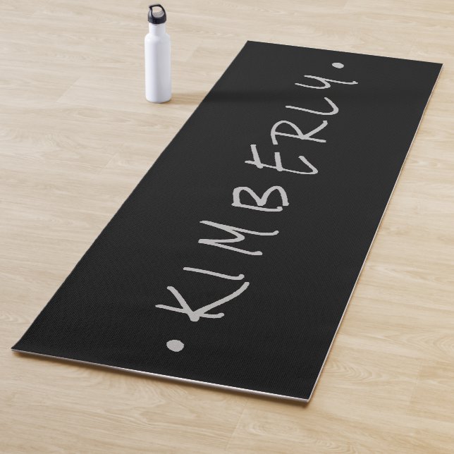 Simple Handwritten Name Grey Black Yoga Mat (In Situ)