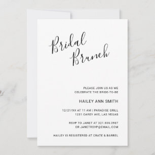 Simple Handwritten Script Bridal Brunch Invitation
