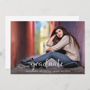 Simple Handwritten Script Modern Photo Graduation Announcement