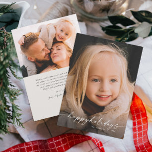 Simple Handwritten Script Photo Christmas Holiday Card