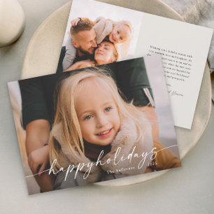 Simple Handwritten Script Photo Holiday Card