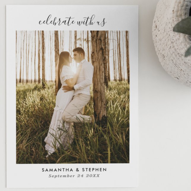 Simple Handwritten Script Photo Wedding Invitation (Creator Uploaded)