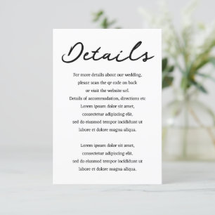 Simple Handwritten Typography Details QR Code Enclosure Card