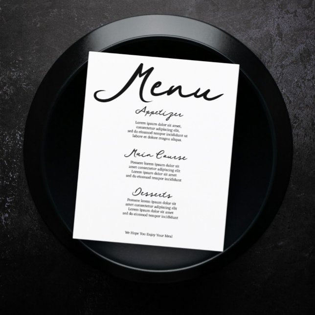Simple Handwritten Typography Minimalist Menu (Simple Handwritten Typography Minimalist Menus from Ricaso. Add your own text, modern black & white)