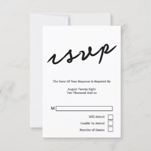 Simple Handwritten Typography Minimalist Wedding RSVP Card
