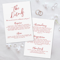 Simple Handwritten Whimsical Red Wedding Details