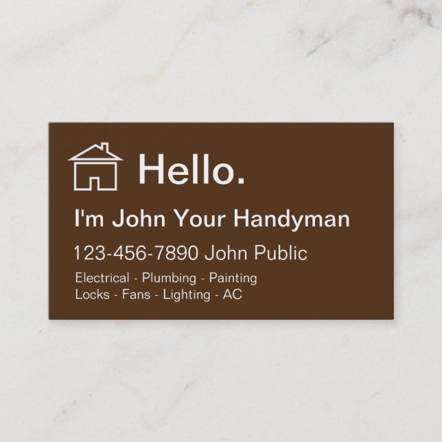 Simple Handyman Business Cards (Front)