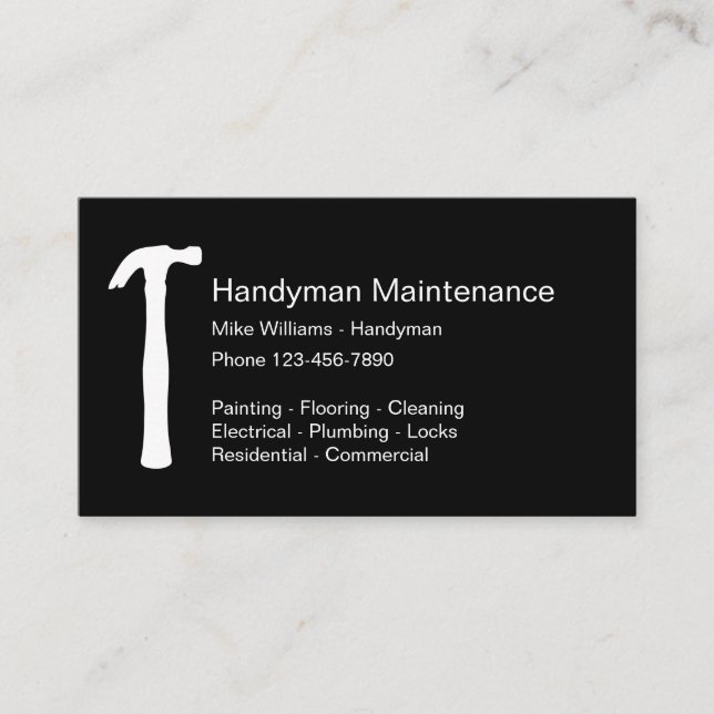 Simple Handyman Design Business Card (Front)