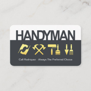 Simple Handyman Signage Construction Tools Business Card