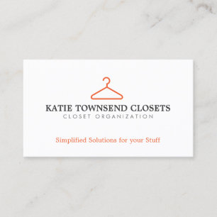 Simple Hanger Logo for Clothing Biz, Dry Cleaners Business Card